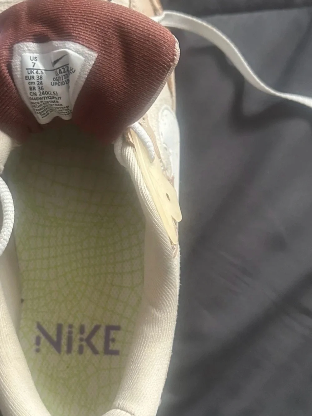 Nike Women’s Beige and Purple Air Max Sneaker
